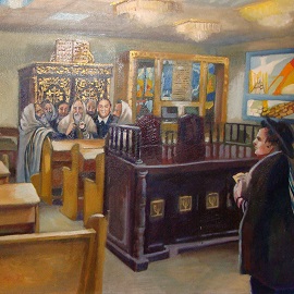 ציור שמן על בד קנבס בהזמנה אישית בית כנסת